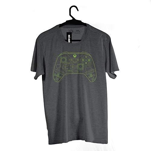 Camiseta Controle, Xbox, Adulto Unissex, Cinza Escuro, G
