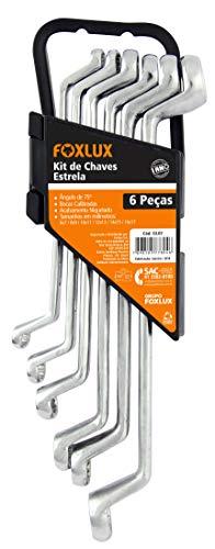 Kit de Chave Estrela Foxlux – 6 peças – Aço Carbono – Acabamento Niquelado e Cromado – Bocas calibradas – Proteção Antiferrugem