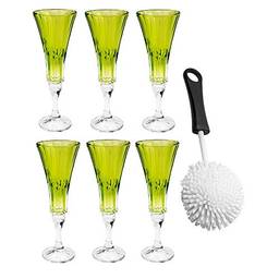 Taças De Cristal Ecológico 180 Ml Rojemac Para Champagne Wellington Verde + Escova Para Taças Rojemac Verde No Voltagev