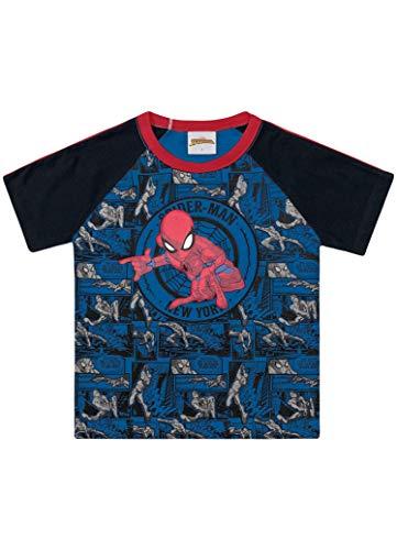 Camiseta Meia Malha Spider-Man, Fakini, Meninos, Azul Cobalto, 3