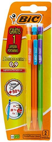 Lápiseiras 0, 9mm Shimmers c/1 Lápiseira grátis 891947 Bic, BIC, 891947, Preto, pacote de 3