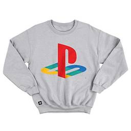 Moletom Playstation Classic Color, Banana Geek, Adulto Unissex, Cinza, M