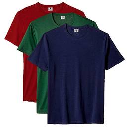 Kit com 3 Camiseta Masculina Básica Algodão Premium (Azul Verde Vinho, M)