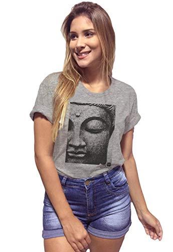 Camiseta Premium Face Buda, Joss, Feminino, Cinza, P