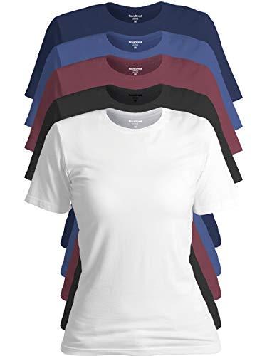 Kit 5 Camisetas Básicas Femininas De Algodão Premium (uma de cada cor colorido, m)