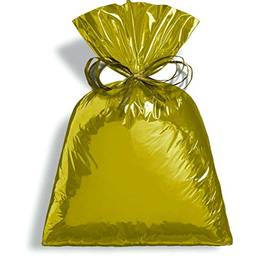 Saco Para Presente Cromus Embalagens com Acabamento Metalizado na Cor Dourado 45x59 cm com 25 Unidades