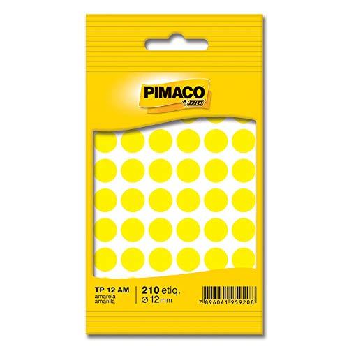 Etiqueta adesiva p/ codificação 12mm amarela TP12AM Pimaco, BIC, 886594, Amarelo, pacote de 5