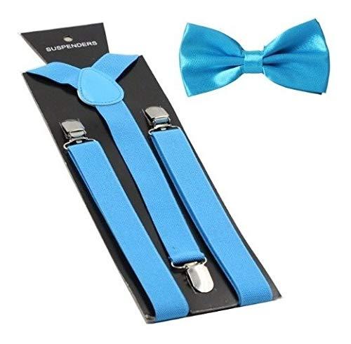 Kit de Suspensório mais Gravata Borboleta - Azul Tiffany