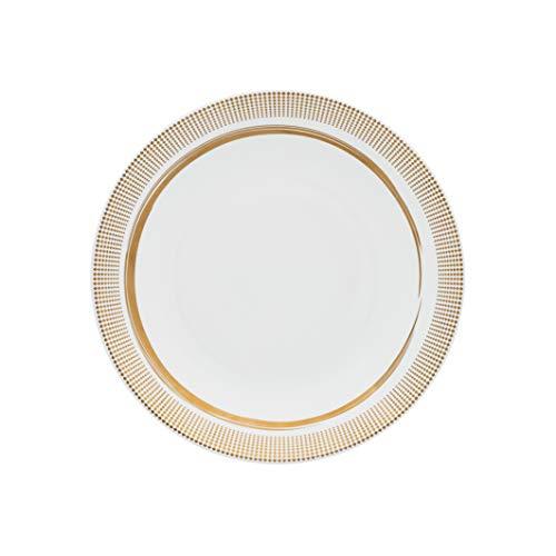 1 Cj C/6 Pratos De Sobremesa 21cm Coup Glam - Em18-4990 Oxford Branco E Ouro De Microondas
