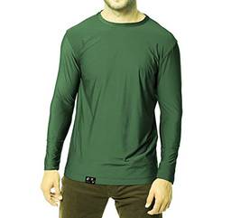 Camiseta UV Protection Masculina UV50+ Tecido Ice Dry Fit Secagem Rápida GG Verde Escuro