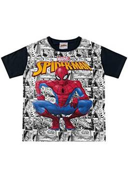 Camiseta Meia Malha Spider-Man, Fakini, Meninos, Preto, 8