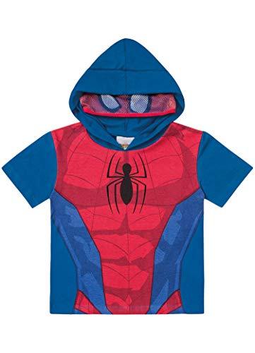 Camiseta com Capuz Meia Malha Spider-Man, Fakini, Meninos, Azul Cobalto, 1