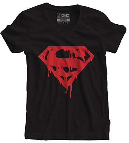 Camiseta feminina Death of Superman Super Homem preta Live Comics tamanho:GG;cor:Preto