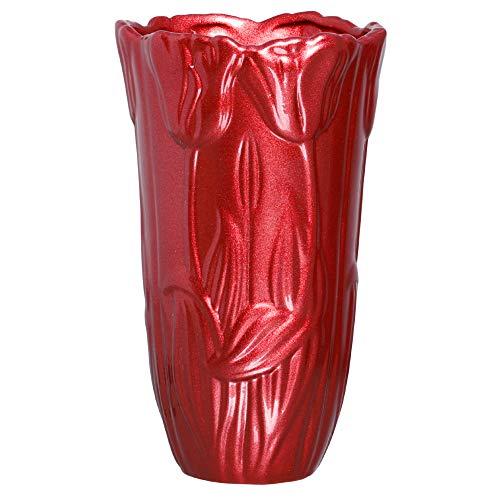 Vaso Relevo Tulipa G Ceramicas Pegorin Vermelho