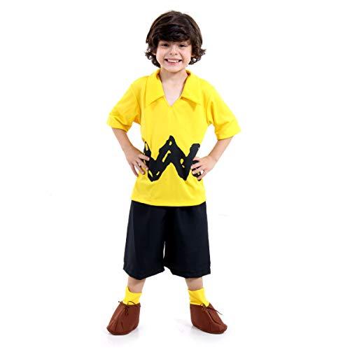 Fantasia Charlie Brown Infantil Sulamericana Fantasias Amarelo/Preto P 4 Anos