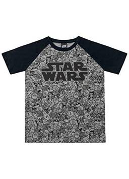 Camiseta Meia Malha Star Wars, Fakini, Meninos, Mescla/Preto, 8