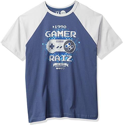 Camiseta Gamer Raiz, Studio Geek, Adulto Unissex, Azul/Cinza, 4G
