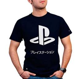 Camiseta Playstation Katakana, Banana Geek, Masculino, Azul, XG