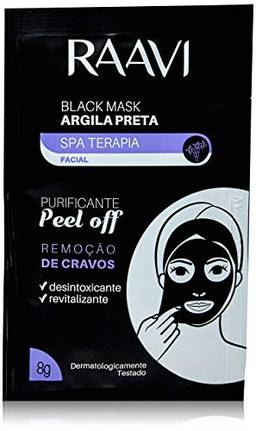 Pack Máscara Peel Off Argila Preta, 50 sachês de 8 gramas, Black Mask, Raavi