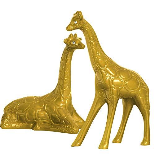 Casal De Girafas Deitada E Em Pé Ceramicas Pegorin Bronze