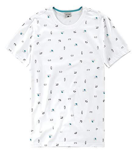 Camiseta Slim Estampada, Malwee, Masculino, Branco/Azul, PP