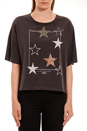Sommer Camiseta Estampada: Sparkle Is The New Black Feminino, G, Cinza Layla