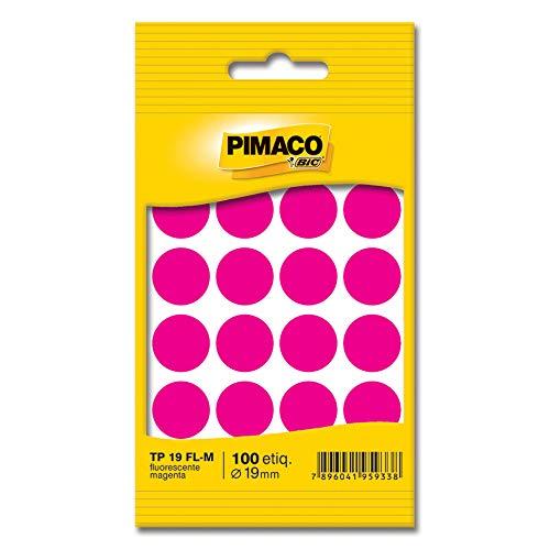 Etiqueta adesiva p/ codificação 19mm magenta TP19FLM Pimaco, BIC, 886608, Vermelho, pacote de 5