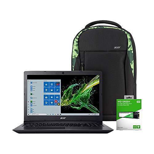 Kit Notebook Aspire 3 A315-53-348W + SSD 240GB + Mochila executiva Camuflada