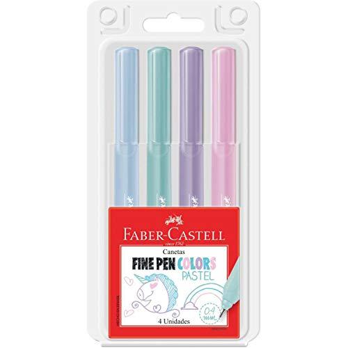 Caneta Ponta Fina, Faber-Castell, Fine Pen, 6 Estojos com 4 Unidades, Tons Pastel