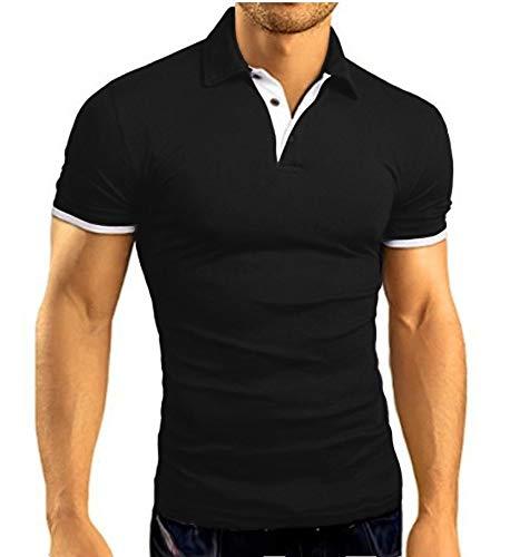 Camisa Polo Slim Fit Masculina Camiseta Blusa Sofisticada (P, Preta)