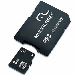 Adaptador 2 em 1 SD + Cartão De Memória com Trava de Segurança Classe 4 8GB Preto Multilaser - MC004