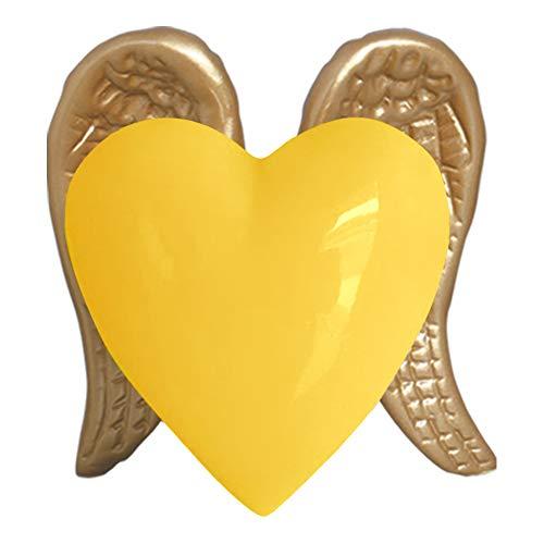 Coração Com Asas Ceramicas Pegorin Amarelo