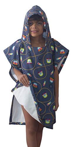 Roupão tactel-carrinhos e caminhos (6-10 anos) toalha poncho