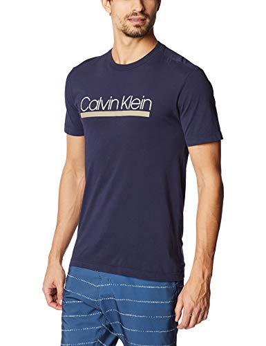 Camiseta Slim Listra, Calvin Klein, Masculino, Azul, M