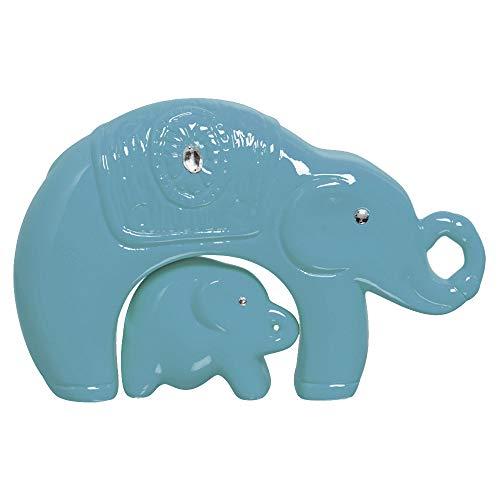 Duo Elefantes Mãe E Filhote Ceramicas Pegorin Turquesa