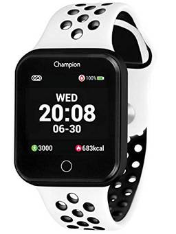 Relogio Smart Watch Champion Unissex Bluetooth Ch50006k Preto Com Pulseira Branca Com Preto
