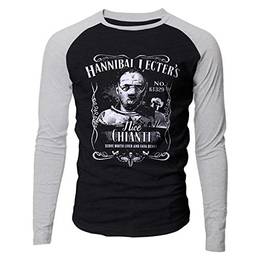 Camiseta masculina raglan longa Hannibal Lecter Preta e mescla Live Comics tamanho:P;cor:Preto