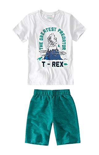Conjunto Camiseta e Bermuda T-Rex ,Malwee Kids, Meninos, Branco, 12