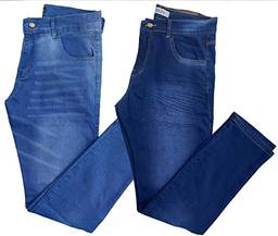 Kit 2 CalçAs Jeans, Sarja (Azul MéDio, Azul Escuro, 40)