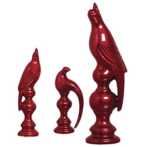 Trio De Passaros Exoticos Ceramicas Pegorin Vermelho