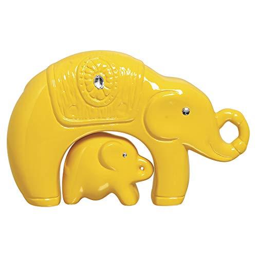 Duo Elefantes Mãe E Filhote Ceramicas Pegorin Amarelo