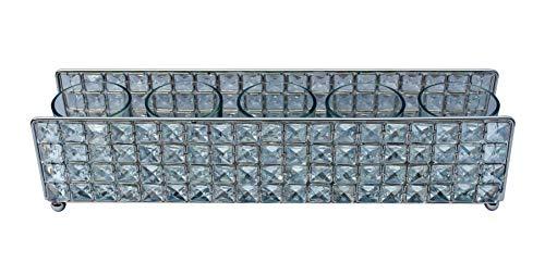 Porta Velas Clear Retangular em Inox e Vidro para 5 Velas L'Hermitage Transparente 38 x 10 x 9 cm Pacote de 1 Ferro