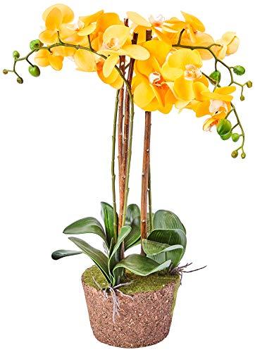 Arranjo Orquídea Phalaenopsis Artificial Chalé Kalé Amarelo