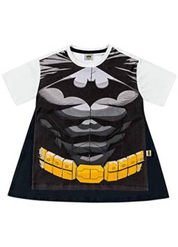 Camiseta com Capa Meia Malha Batman, Fakini, Meninos, Branco, 10