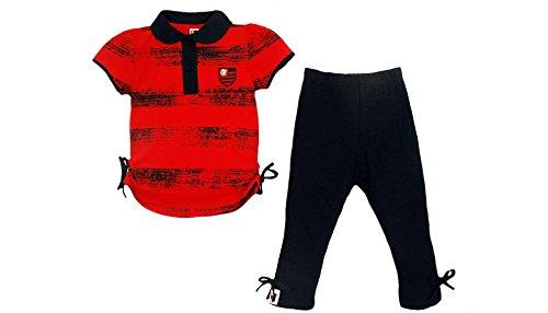 Conjunto camiseta polo e calça Flamengo, Rêve D'or Sport, Meninas, Vermelho/Preto/Branco, 6