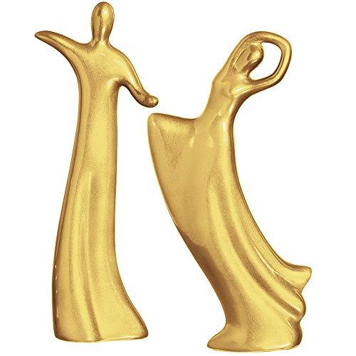 Escultura Casal Dançante Ceramicas Pegorin Dourado No Voltagev