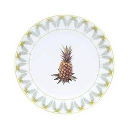 Conjunto 6 Pratos para Sobremesa de Porcelana Pineapple Lyor Amarelo/ Branco 9Cm