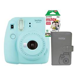 Câmera instantânea Fujifilm_ INSTAX MINI9 Azul Acqua + Álbum em Formato de Carteira para 108 Fotos + Pack 10 Fotos