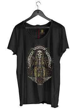 Camiseta Corte à Fio Estampada Santo Skull, Joss, Masculino, Preto, P