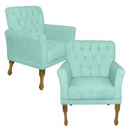 Kit 02 Poltrona Cadeira Decorativa Para Sala Estar Decoração Recepção Bia - Sued Azul Tiffany